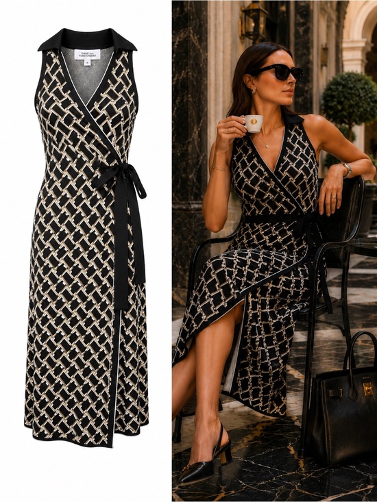 Diane Von Furstenberg Dresses & Skirts - Diane von Furstenberg for Target Vintage Weave Collared Wrap Midi Dress M NWOT